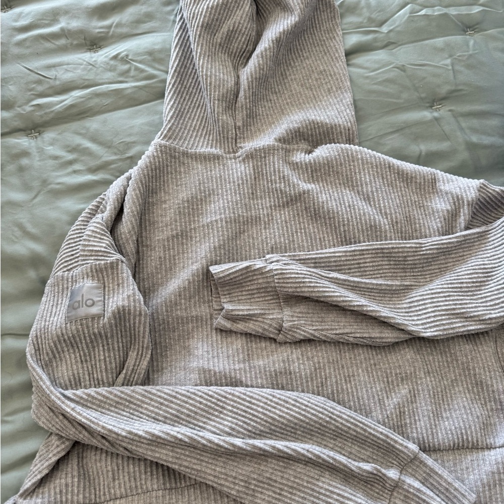 Alo Gray Striped Hoodie